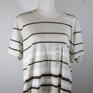 Covington Tan & Brown Striped Tee Shirt Woman's Size 16/18W